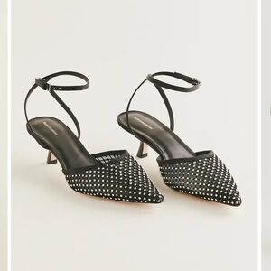 Reformation Black Kitten Ankle Strap Heels NWT Size 6.5